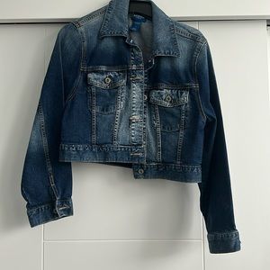 ARIZONA Slight Cropped Dark Wash Denim Jacket